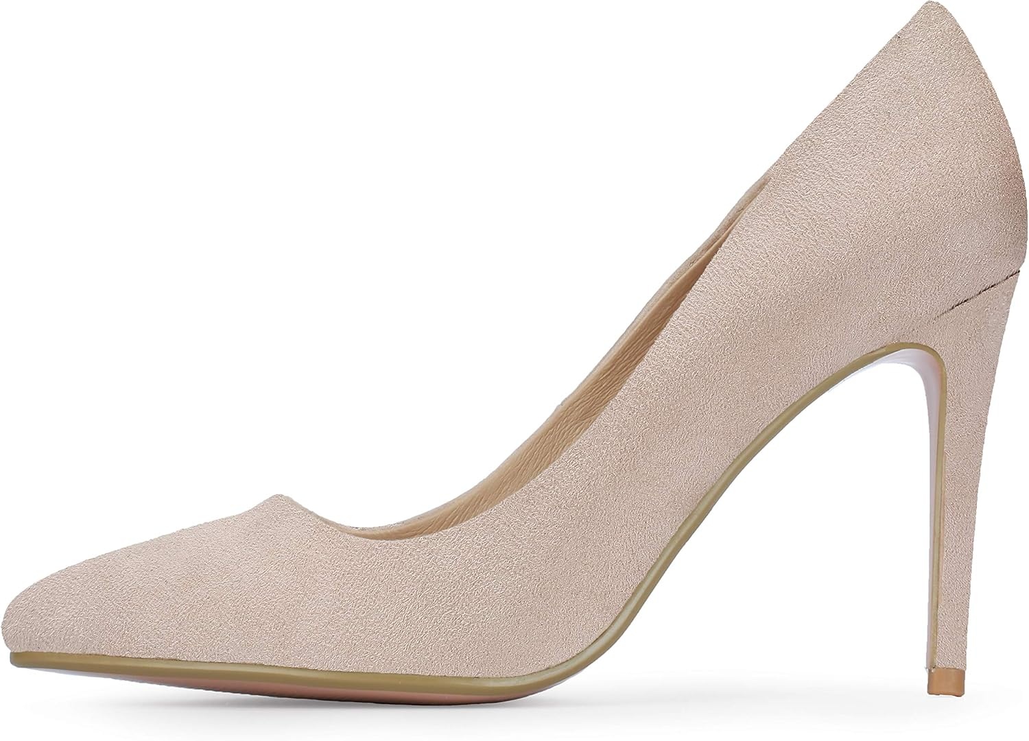 image:imageIDIFU Womens IN4 Classic Pointed Toe High Heels Pumps Wedding Dress Office ShoesNude Suede