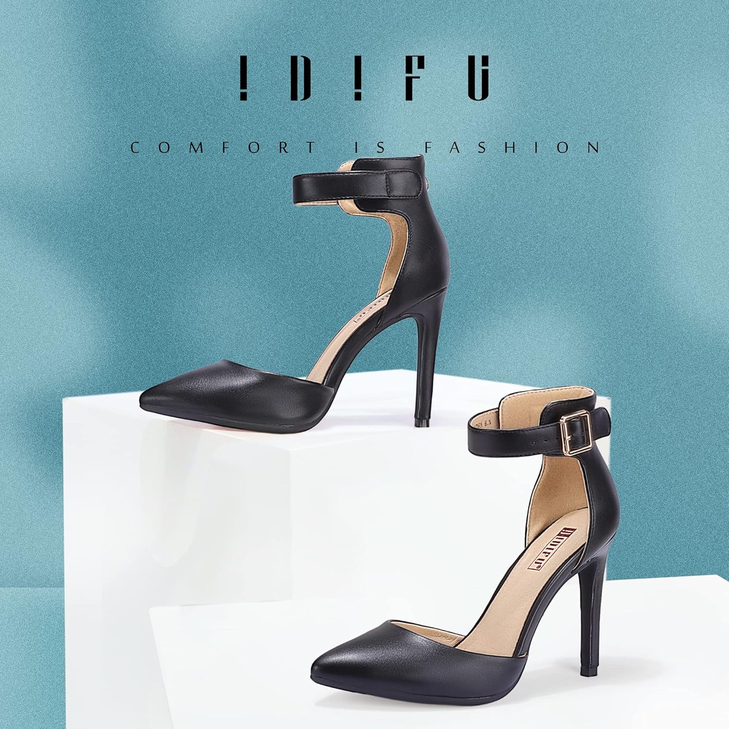 image:imageIDIFU Womens Stiletto PumpsS Black Pu
