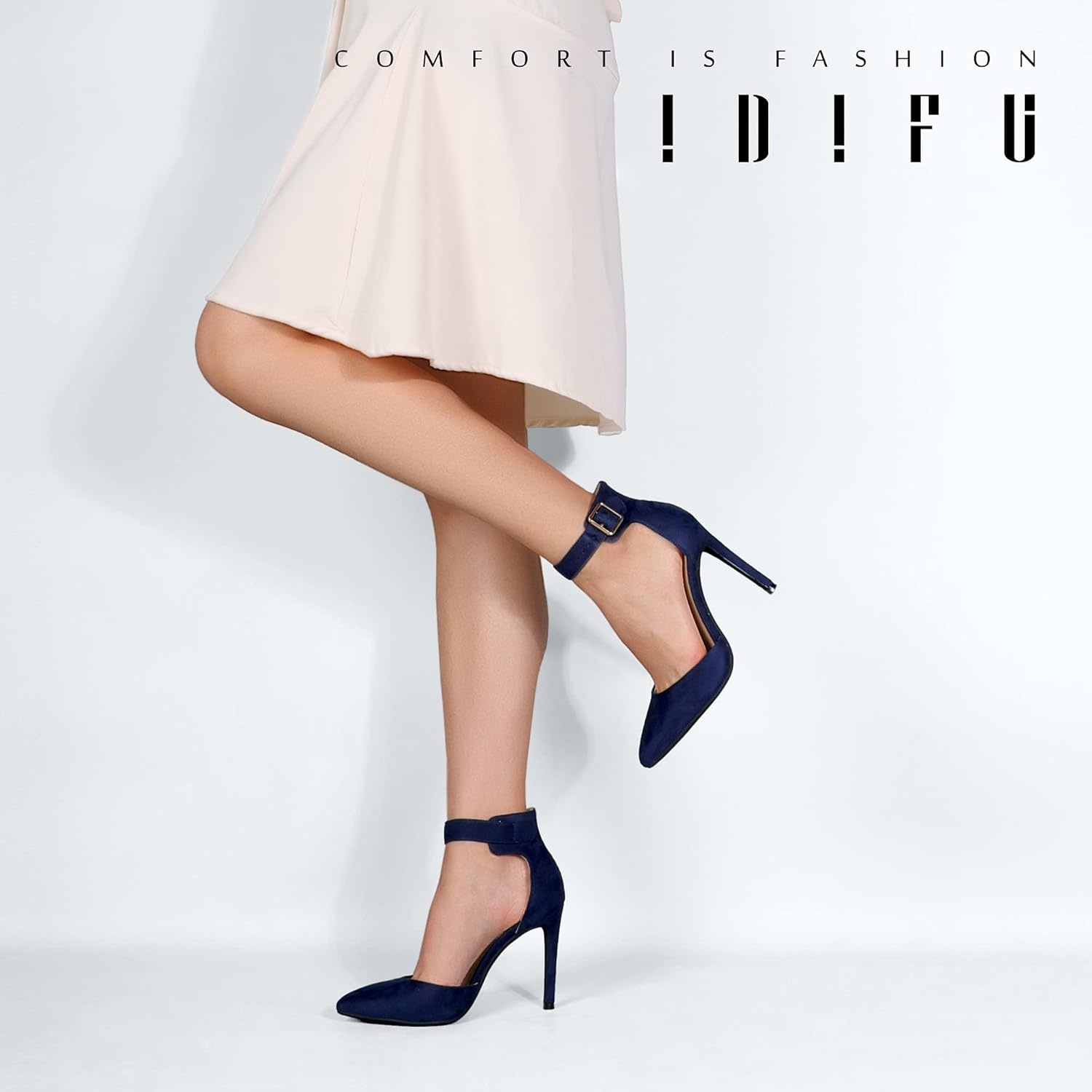 image:imageIDIFU Womens Stiletto PumpsS Blue Suede