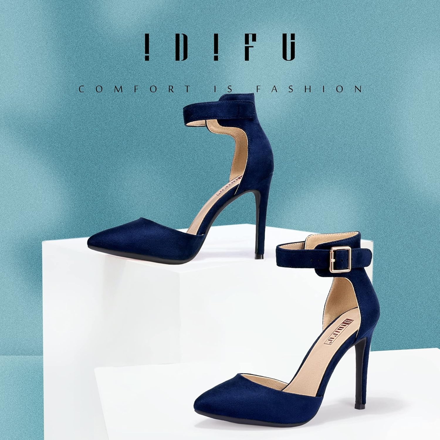 image:imageIDIFU Womens Stiletto PumpsS Blue Suede