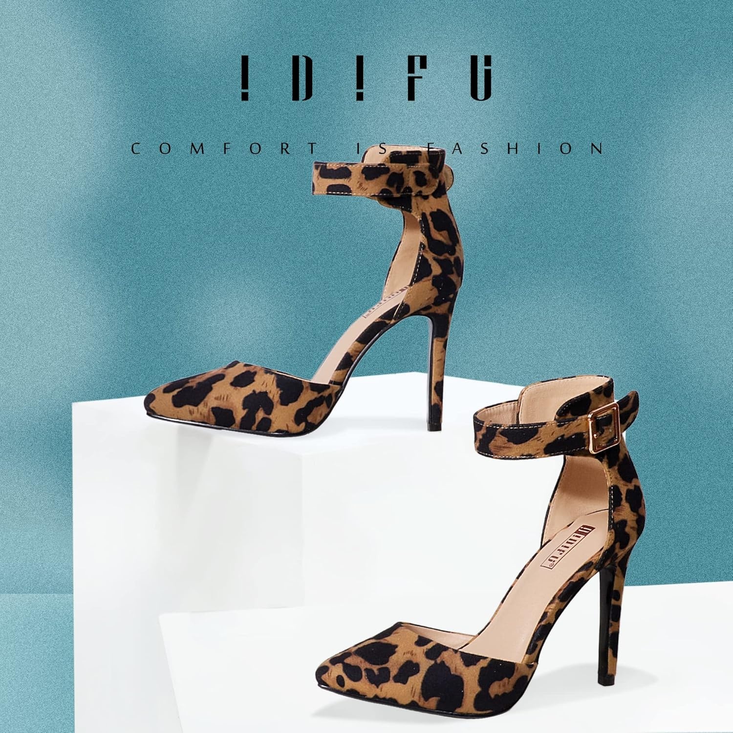 image:imageIDIFU Womens Stiletto PumpsS Leopard Suede