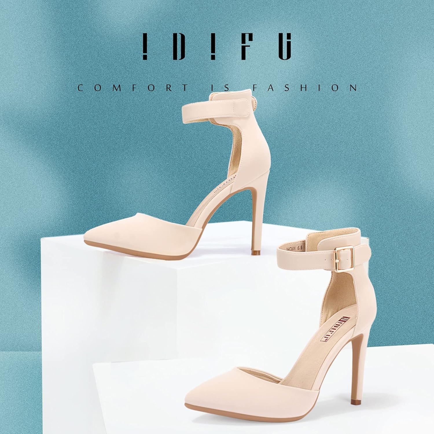 image:imageIDIFU Womens Stiletto PumpsS Nude Nubuck