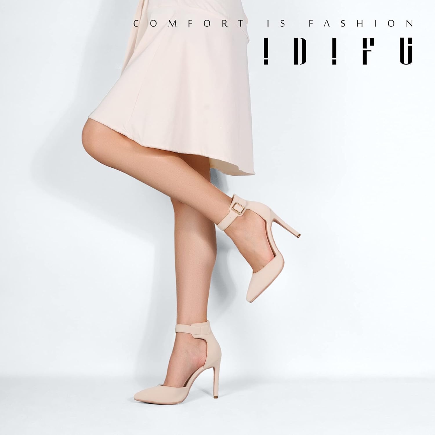 image:imageIDIFU Womens Stiletto PumpsS Nude Nubuck