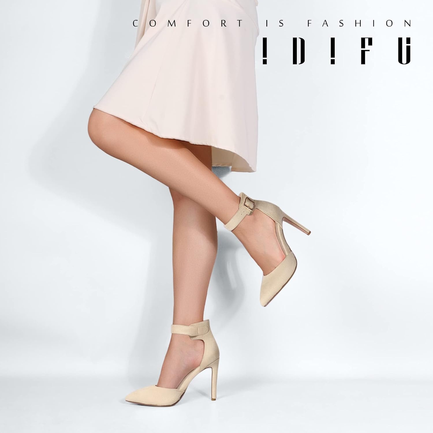 image:imageIDIFU Womens Stiletto PumpsS Nude Suede