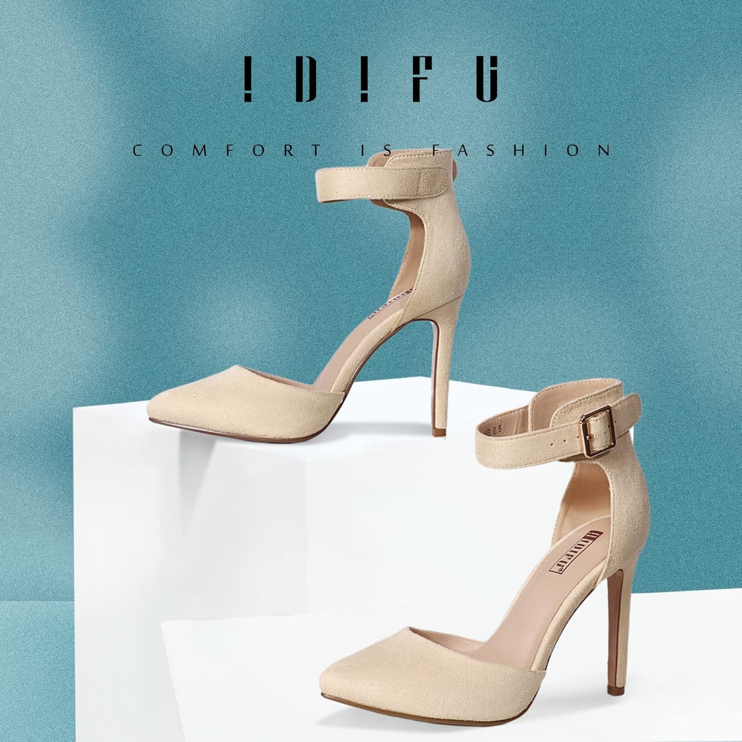 image:imageIDIFU Womens Stiletto PumpsS Nude Suede