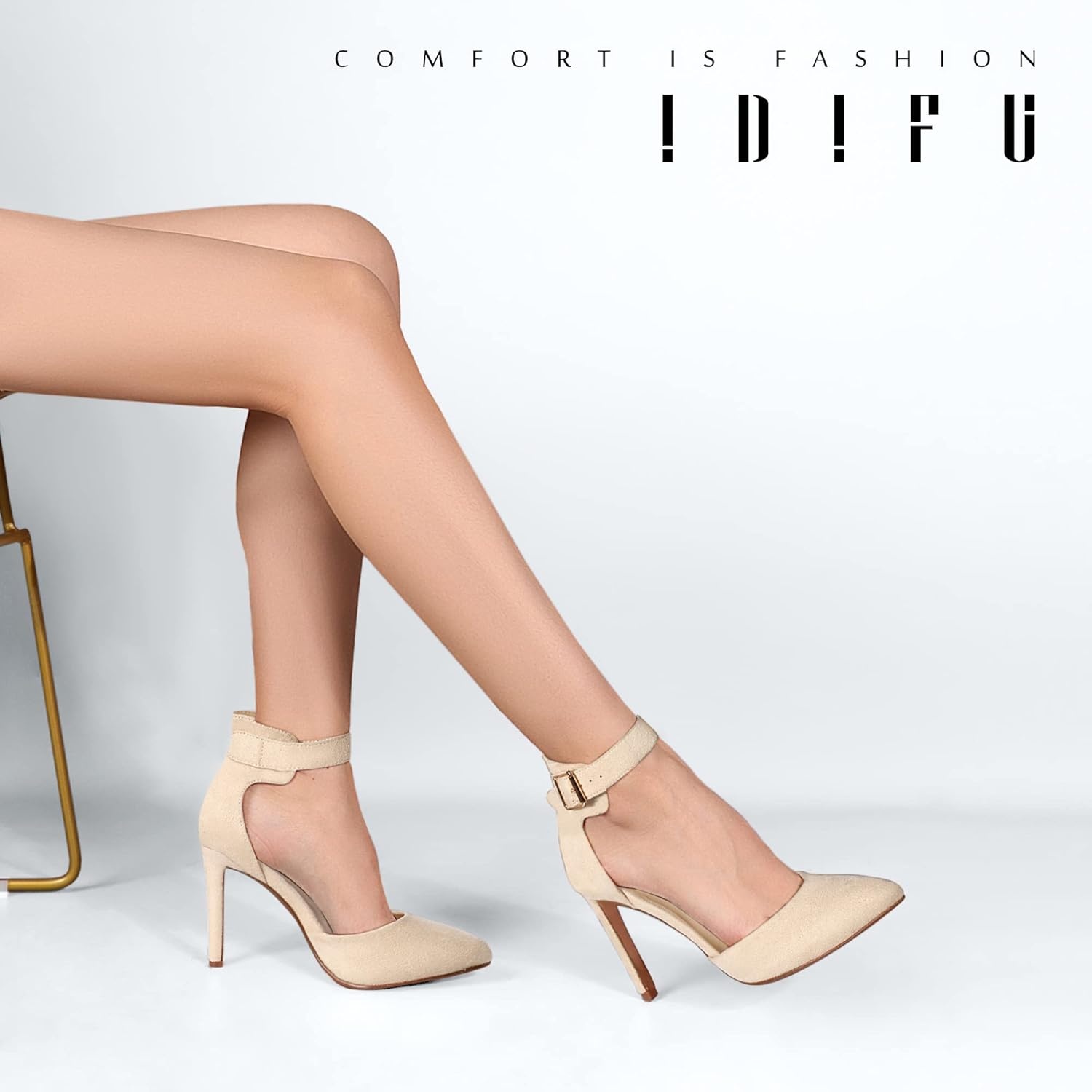 image:imageIDIFU Womens Stiletto PumpsS Nude Suede