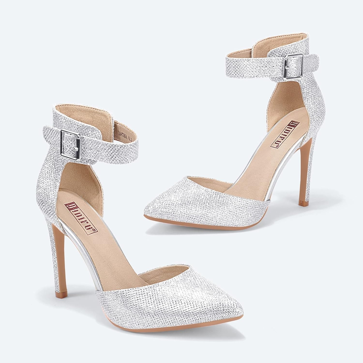 image:imageIDIFU Womens Stiletto PumpsS Silver Glitter