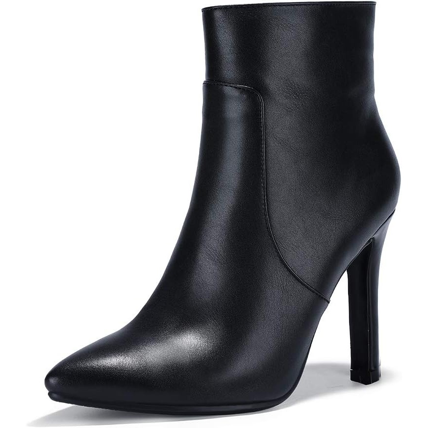 image:imageIDIFU Ankle Boots for Women High Heel Pointed Toe Boots Side Zipper Stiletto BootiesBlack Pu