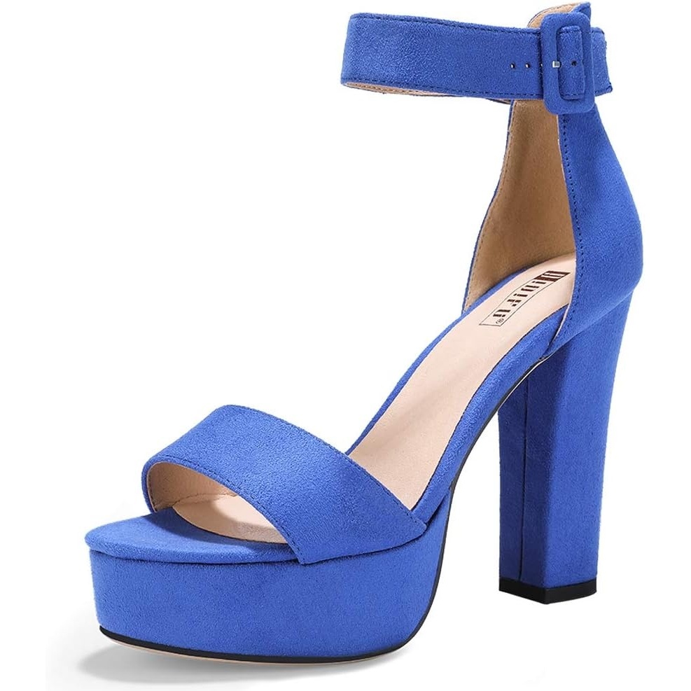 image:imageIDIFU IN5 Sabrina Platform Block Chunky High Heels Ankle Strap Heeled Sandals Sexy Wedding Party Dress Shoes for Women Open Toe HeelsRoyal Blue Suede