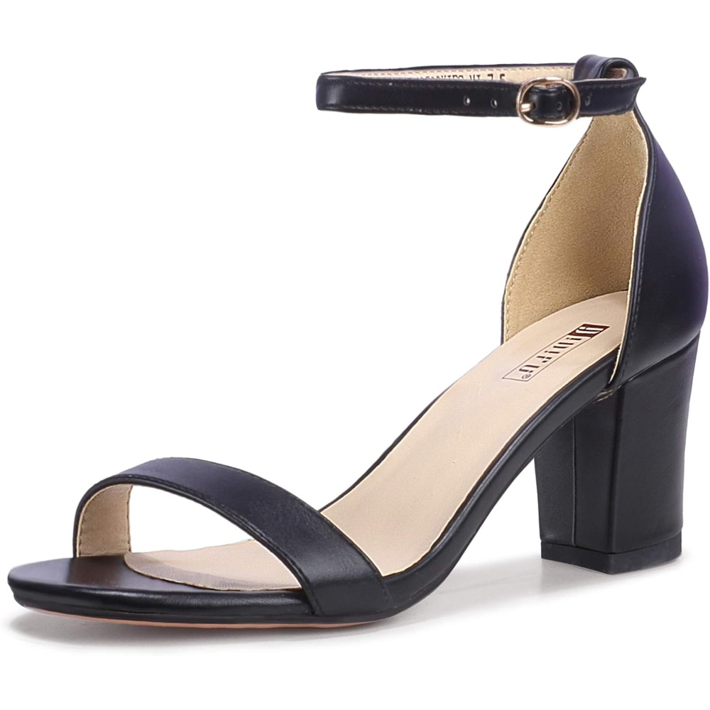 image:imageIDIFU Womens 3 Inch Heel Sandals for WomenBlack Pu