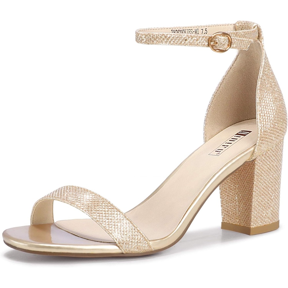 image:imageIDIFU Womens 3 Inch Heel Sandals for WomenGold Glitter