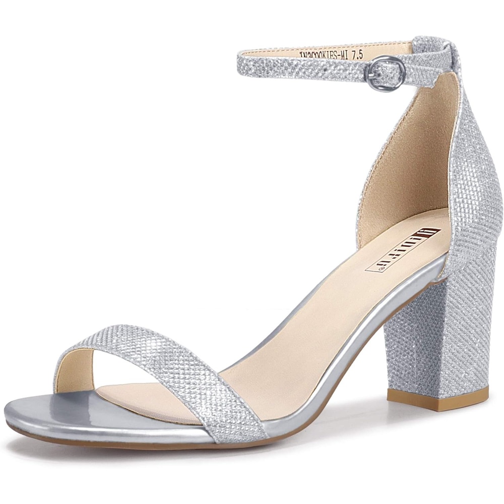 image:imageIDIFU Womens 3 Inch Heel Sandals for WomenSilver Glitter