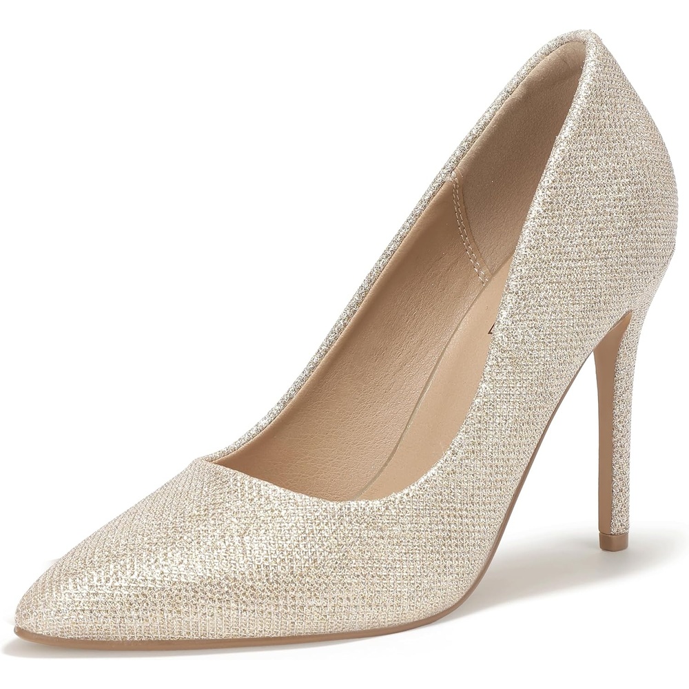 image:imageIDIFU Womens IN4 Classic Pointed Toe High Heels Pumps Wedding Dress Office ShoesGold Glitter