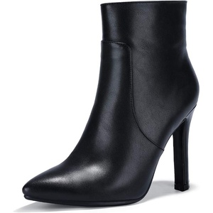 image:imageIDIFU Ankle Boots for Women High Heel Pointed Toe Boots Side Zipper Stiletto BootiesBlack Pu