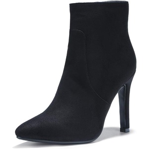 image:imageIDIFU Ankle Boots for Women High Heel Pointed Toe Boots Side Zipper Stiletto BootiesBlack Suede
