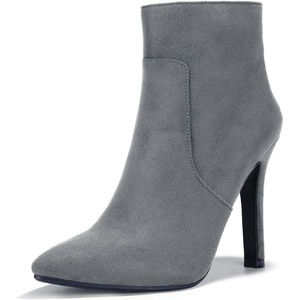 image:imageIDIFU Ankle Boots for Women High Heel Pointed Toe Boots Side Zipper Stiletto BootiesGray Suede