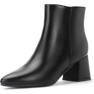 image:imageIDIFU IN2 Ankle Boots for Women Low Short Chunky Block Heel Boot Fall Pointed Toe Dress Booties Ladies Comfortable Cute Fashion BootsNew Black