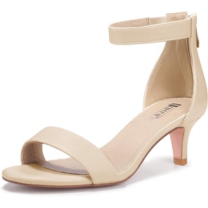 image:imageIDIFU IN2 Kitten Heels for Women Low Open Toe Ankle Strap Heeled Sandals Wedding Bridal Evening Prom Party Dress Shoes Womens HeelsIn2 Beige Pu