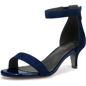 image:imageIDIFU IN2 Kitten Heels for Women Low Open Toe Ankle Strap Heeled Sandals Wedding Bridal Evening Prom Party Dress Shoes Womens HeelsIn2 Blue Suede