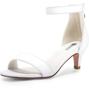 image:imageIDIFU IN2 Kitten Heels for Women Low Open Toe Ankle Strap Heeled Sandals Wedding Bridal Evening Prom Party Dress Shoes Womens HeelsIn2 White Pu