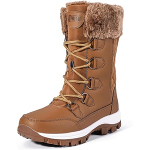 image:imageIDIFU IN2 Womens Snow Boots Winter Boots for Women Waterproof Comfortable Warm Insulated NonSlip Outdoor Boots Fashion Casual Hiking Walking Lightweight Lace Up Faux Fur Lined MidCalf BootiesBrown