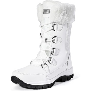 image:imageIDIFU IN2 Womens Snow Boots Winter Boots for Women Waterproof Comfortable Warm Insulated NonSlip Outdoor Boots Fashion Casual Hiking Walking Lightweight Lace Up Faux Fur Lined MidCalf BootiesWhite