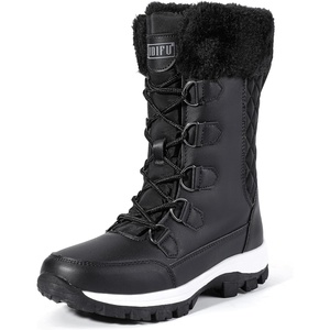image:imageIDIFU IN2 Womens Snow Boots Winter Boots for Women Waterproof Comfortable Warm Insulated NonSlip Outdoor Boots Fashion Casual Hiking Walking Lightweight Lace Up Faux Fur Lined MidCalf BootiesBlack