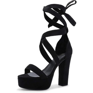 image:imageIDIFU IN5 Sabrina Platform Block Chunky High Heels Ankle Strap Heeled Sandals Sexy Wedding Party Dress Shoes for Women Open Toe HeelsBlack Strap