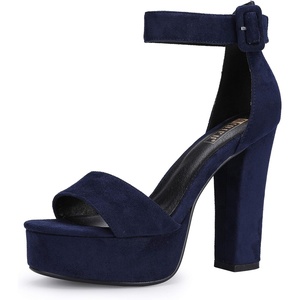 image:imageIDIFU IN5 Sabrina Platform Block Chunky High Heels Ankle Strap Heeled Sandals Sexy Wedding Party Dress Shoes for Women Open Toe HeelsBlue Suede