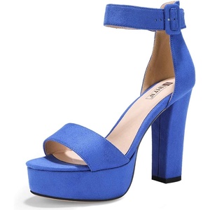 image:imageIDIFU IN5 Sabrina Platform Block Chunky High Heels Ankle Strap Heeled Sandals Sexy Wedding Party Dress Shoes for Women Open Toe HeelsRoyal Blue Suede