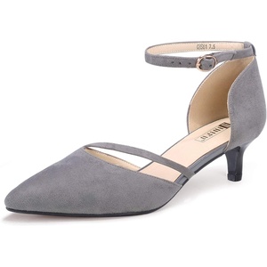image:imageIDIFU Women IN2 Maxine Low Kitten Heels Dress Pumps Wedding Evening Formal Elegant Closed Toe Shoes for Women BrideGray Suede