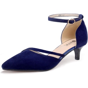 image:imageIDIFU Women IN2 Maxine Low Kitten Heels Dress Pumps Wedding Evening Formal Elegant Closed Toe Shoes for Women BrideNavy Blue Suede