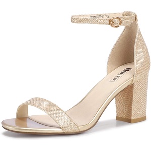 image:imageIDIFU Womens 3 Inch Heel Sandals for WomenGold Glitter
