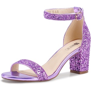 image:imageIDIFU Womens 3 Inch Heel Sandals for WomenLilac Sequin