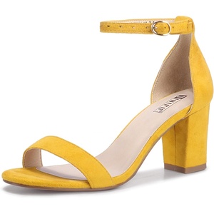 image:imageIDIFU Womens 3 Inch Heel Sandals for WomenMustard Suede