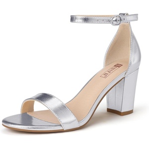 image:imageIDIFU Womens 3 Inch Heel Sandals for WomenSilver Pu