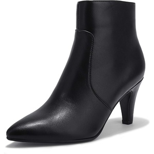 image:imageIDIFU Womens CLARAZ Pointed Toe High Heel Ankle Booties Zipper Buckle Strap Short BootsBlack Pu