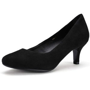 image:imageIDIFU Womens Classic Low Heels Dress Pumps 2 Inch Kitten Heel Round Toe Office Wedding ShoesBlack Suede