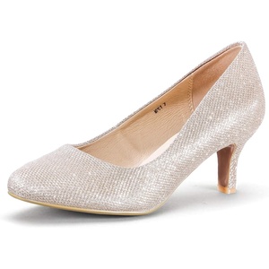 image:imageIDIFU Womens Classic Low Heels Dress Pumps 2 Inch Kitten Heel Round Toe Office Wedding ShoesGold Glitter