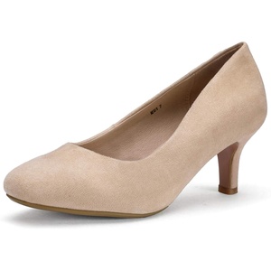 image:imageIDIFU Womens Classic Low Heels Dress Pumps 2 Inch Kitten Heel Round Toe Office Wedding ShoesNude Suede