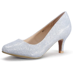 image:imageIDIFU Womens Classic Low Heels Dress Pumps 2 Inch Kitten Heel Round Toe Office Wedding ShoesSilver Glitter