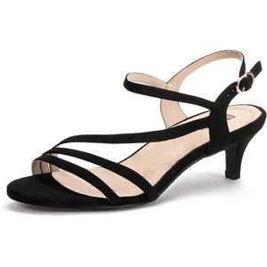 image:imageIDIFU Womens Dressy Strappy 2 Inch Low Kitten Heel Open Toe Sandals Dress Shoes for Woman Lady in Bridal Dance EveningBlack Nubuck