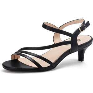 image:imageIDIFU Womens Dressy Strappy 2 Inch Low Kitten Heel Open Toe Sandals Dress Shoes for Woman Lady in Bridal Dance EveningBlack Pu