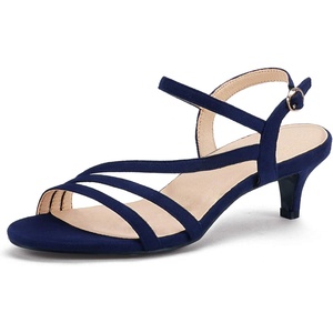 image:imageIDIFU Womens Dressy Strappy 2 Inch Low Kitten Heel Open Toe Sandals Dress Shoes for Woman Lady in Bridal Dance EveningBlue Suede