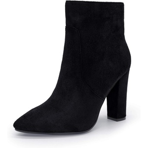 image:imageIDIFU Womens Fashion Ankle Boots Comfy Pointed Toe High Heels Side Zipper BootiesC Black Suede