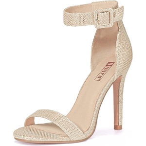 image:imageIDIFU Womens High Heels for Women Dressy Stiletto Open Toe Heels Ankle Strap Heeled Sandals for Women on Wedding Party HomecomingGold Glitter
