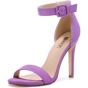 image:imageIDIFU Womens High Heels for Women Dressy Stiletto Open Toe Heels Ankle Strap Heeled Sandals for Women on Wedding Party HomecomingLilac Suede