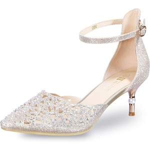 image:imageIDIFU Womens IN2 Candice Wedding Rhinestones Sequins Low Kitten Heels Pumps Dress Evening Shoes for Women Bridal BrideGold