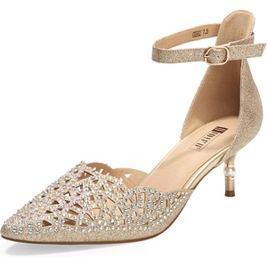 image:imageIDIFU Womens IN2 Candice Wedding Rhinestones Sequins Low Kitten Heels Pumps Dress Evening Shoes for Women Bridal BrideGold Glitter