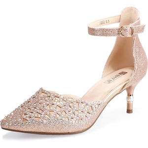 image:imageIDIFU Womens IN2 Candice Wedding Rhinestones Sequins Low Kitten Heels Pumps Dress Evening Shoes for Women Bridal BrideRose Gold Glitter